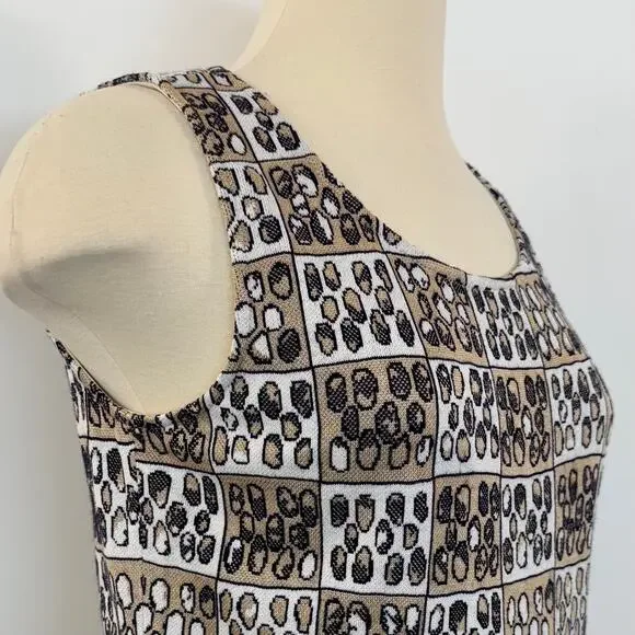 St. John Knit Tank Top Sweater Shell Sleeveless Printed Neutral Multicolor S - Picture 4 of 11
